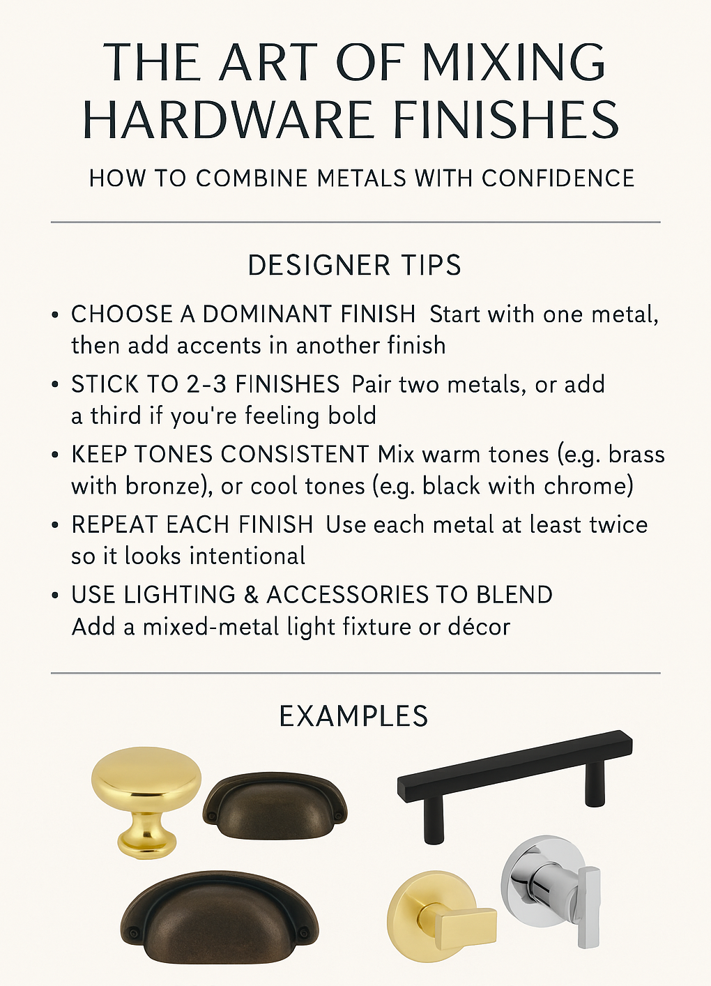 Tips to mix and match different hardware finishes